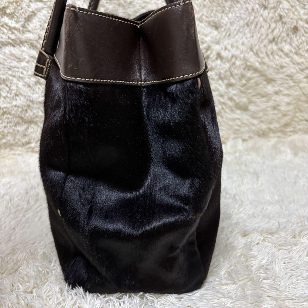 TOD'S Hand Bag Tote Purse Business Bag Leather Brown Black Authentic
