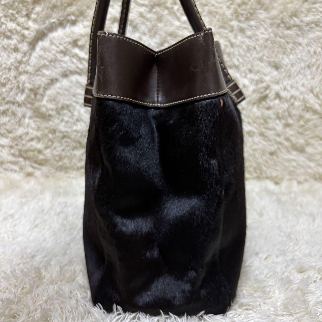 TOD'S Hand Bag Tote Purse Business Bag Leather Brown Black Authentic