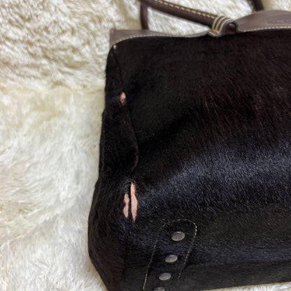 TOD'S Hand Bag Tote Purse Business Bag Leather Brown Black Authentic