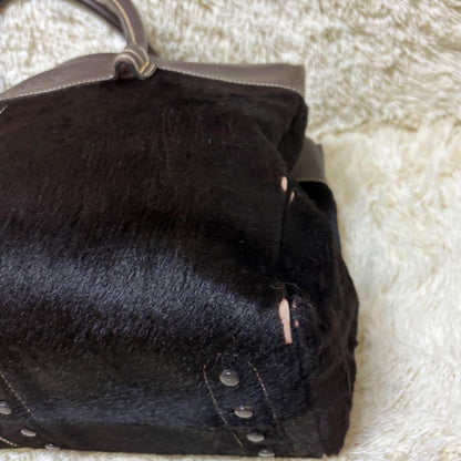 TOD'S Hand Bag Tote Purse Business Bag Leather Brown Black Authentic