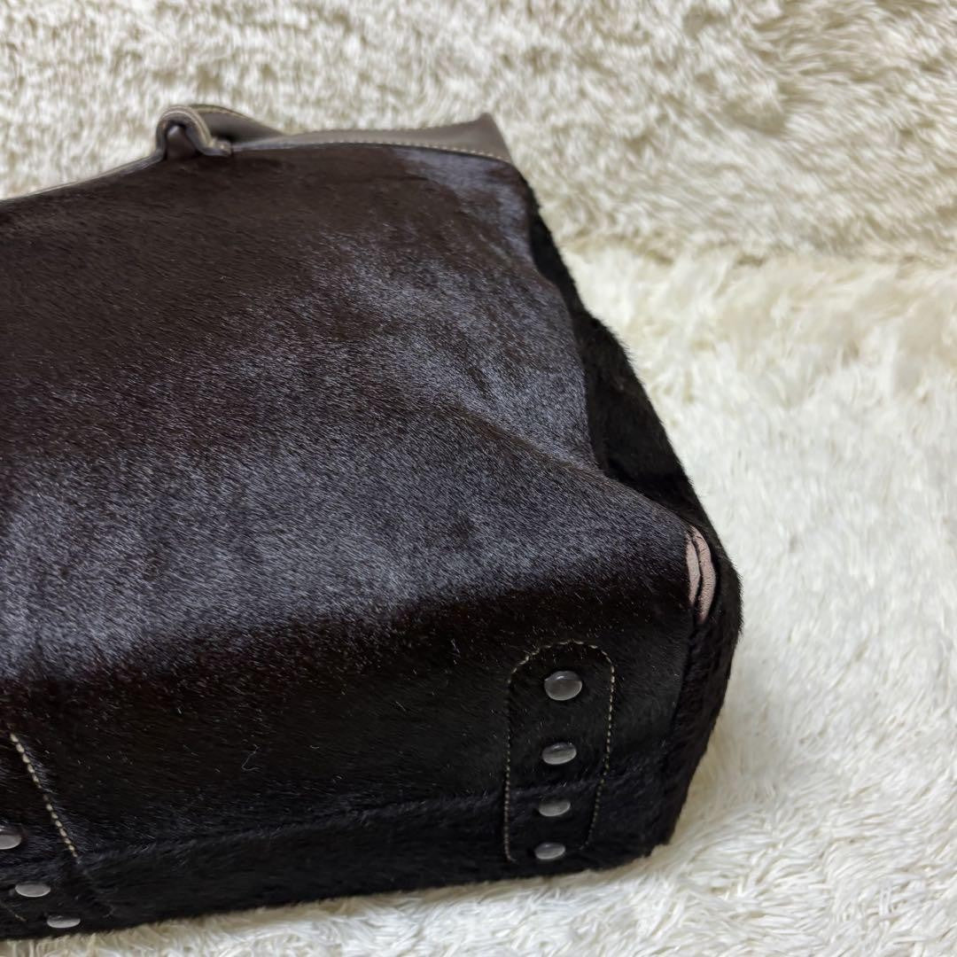 TOD'S Hand Bag Tote Purse Business Bag Leather Brown Black Authentic
