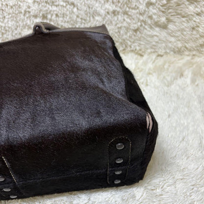 TOD'S Hand Bag Tote Purse Business Bag Leather Brown Black Authentic