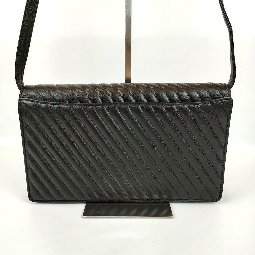 Valentino Garavani Shoulder Bag Purse 2way Logo Leather Black Authentic
