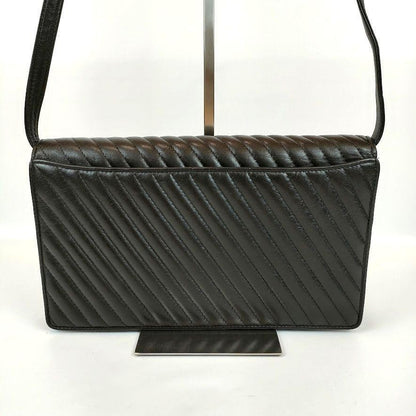 Valentino Garavani Shoulder Bag Purse 2way Logo Leather Black Authentic