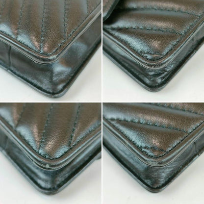Valentino Garavani Shoulder Bag Purse 2way Logo Leather Black Authentic