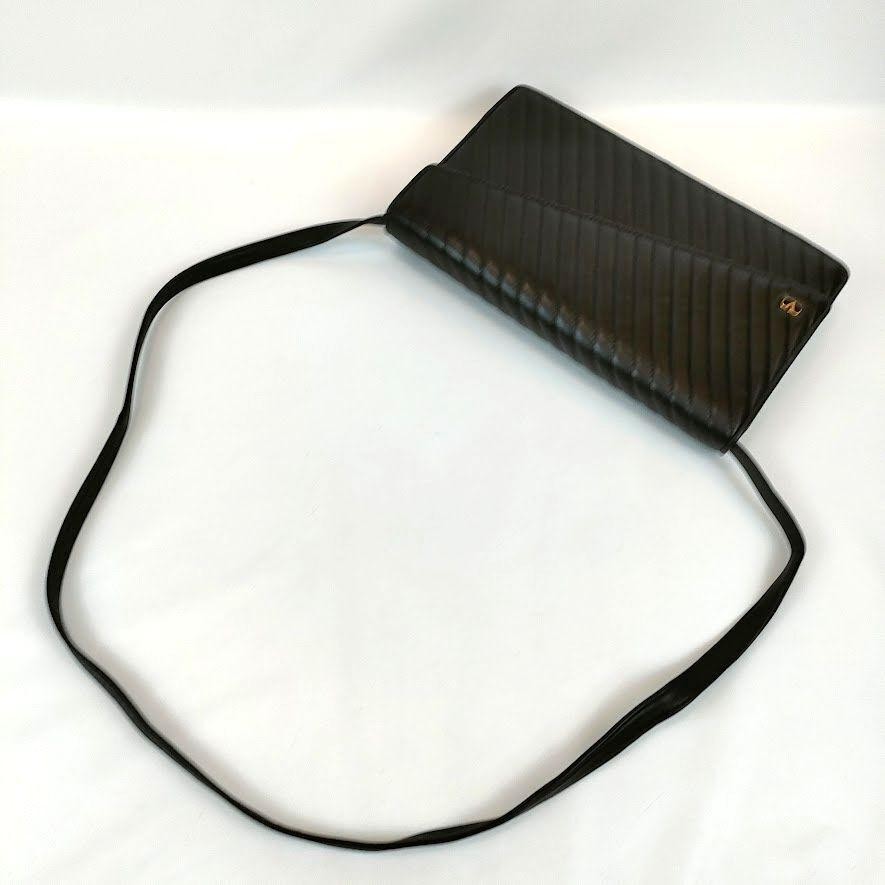 Valentino Garavani Shoulder Bag Purse 2way Logo Leather Black Authentic
