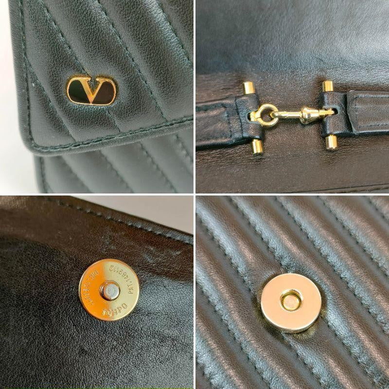 Valentino Garavani Shoulder Bag Purse 2way Logo Leather Black Authentic