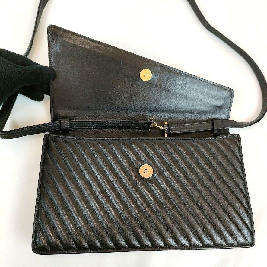 Valentino Garavani Shoulder Bag Purse 2way Logo Leather Black Authentic