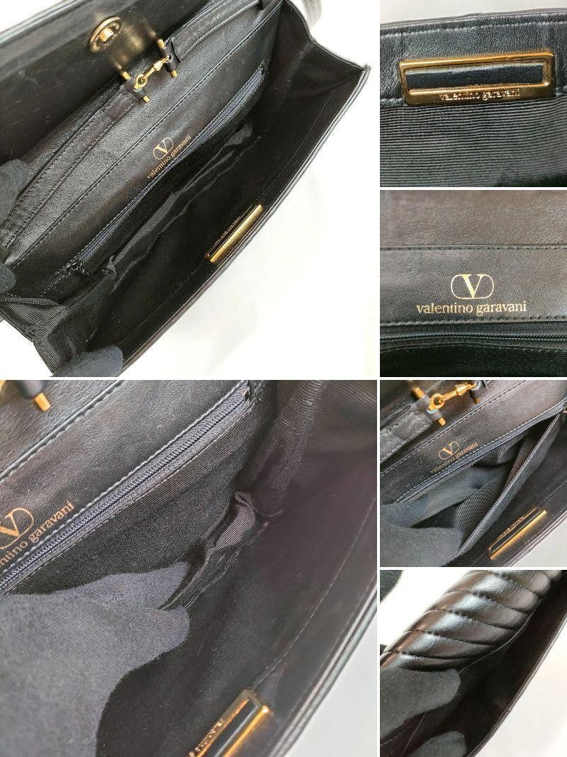 Valentino Garavani Shoulder Bag Purse 2way Logo Leather Black Authentic