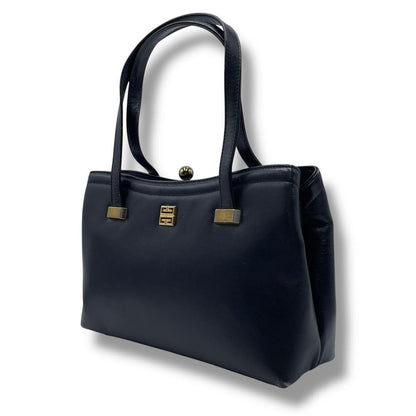 GIVENCHY Hand Bag Tote Purse 4G Black Leather Authentic