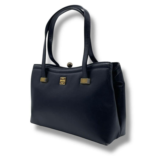 GIVENCHY Hand Bag Tote Purse 4G Black Leather Authentic