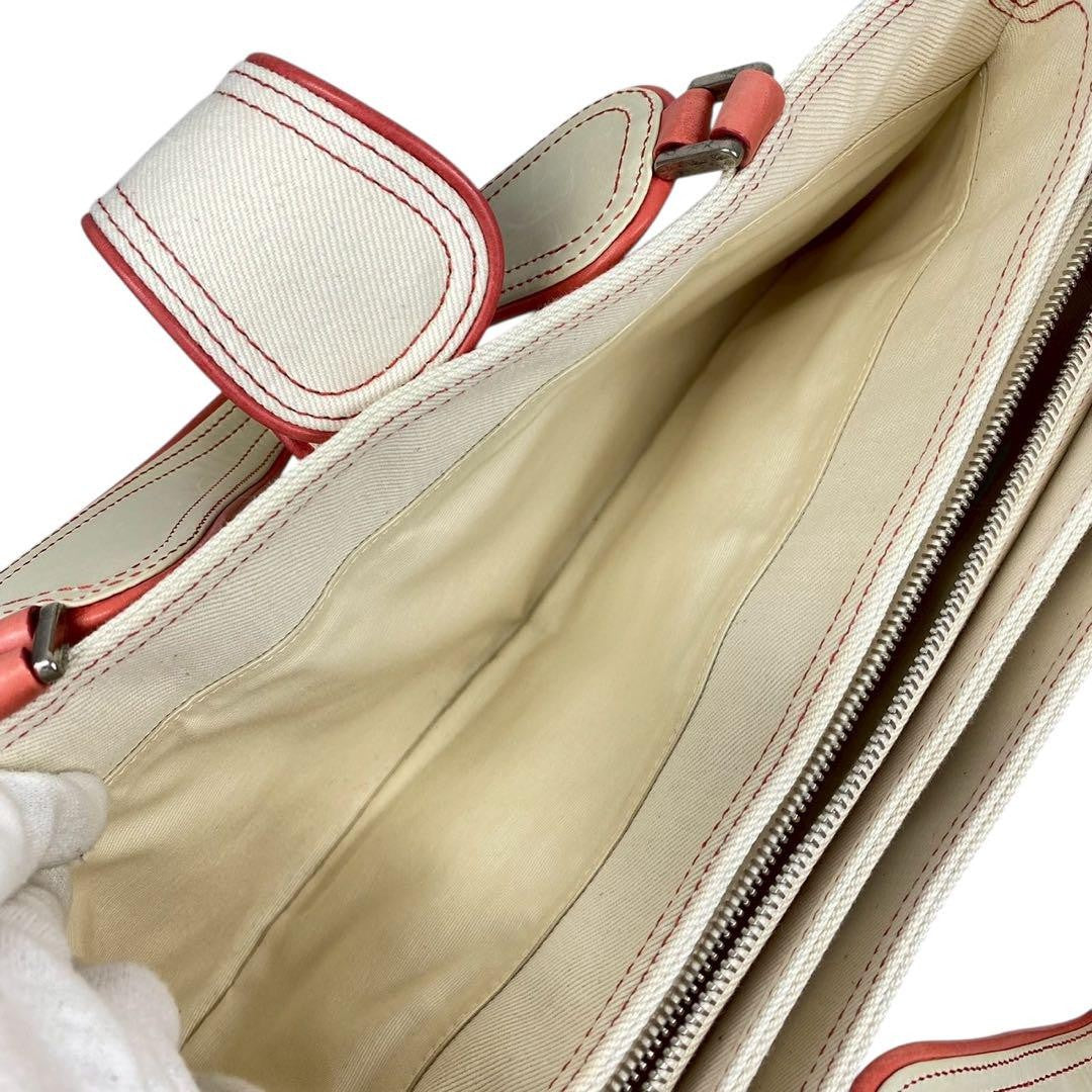GIVENCHY Hand Bag Tote Purse Canvas Pink Beige Authentic