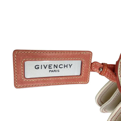 GIVENCHY Hand Bag Tote Purse Canvas Pink Beige Authentic