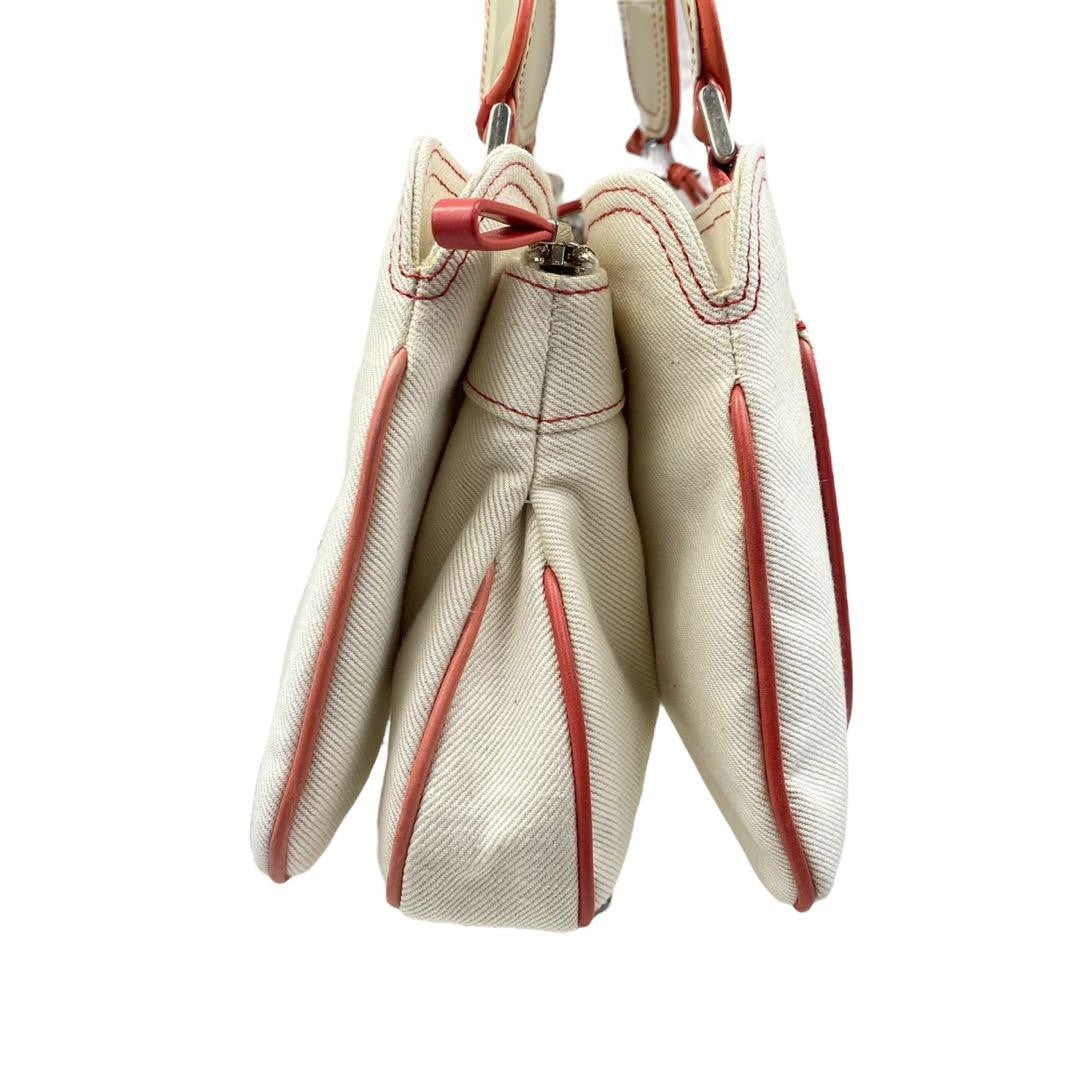 GIVENCHY Hand Bag Tote Purse Canvas Pink Beige Authentic