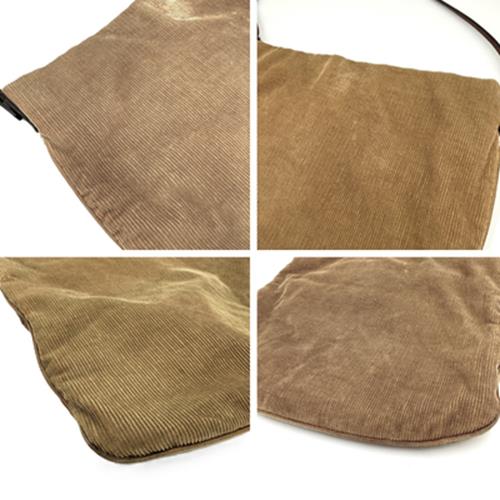 FENDI Shoulder Bag Purse FF Corduroy Camel Brown Authentic
