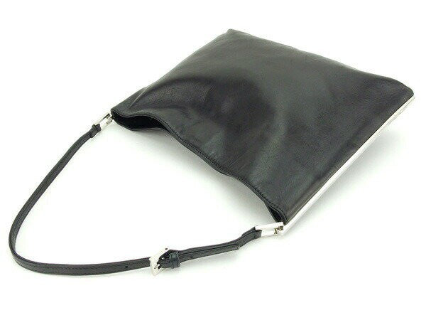 FENDI Shoulder Bag Purse Logo Plate Black Authentic