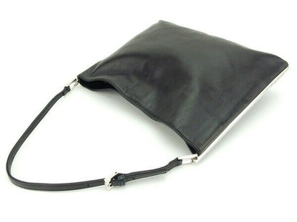 FENDI Shoulder Bag Purse Logo Plate Black Authentic