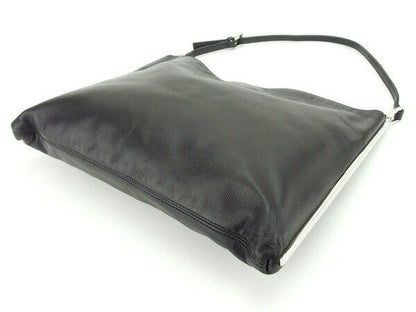 FENDI Shoulder Bag Purse Logo Plate Black Authentic