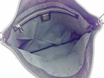 FENDI Shoulder Bag Purse Logo Plate Black Authentic