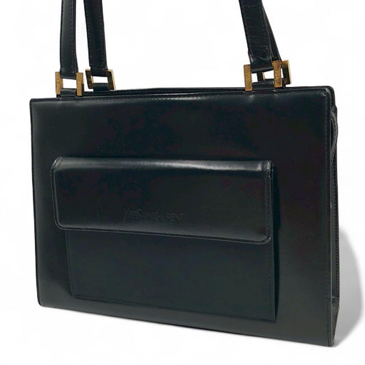 Saint Laurent Hand Bag Tote Purse Logo Leather Authentic