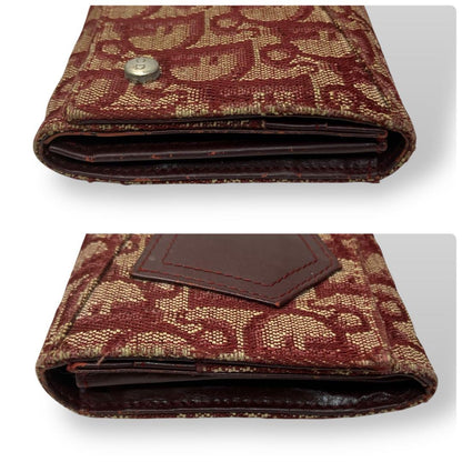 Christian Dior Flap Wallet Long Purse Trotter Canvas Leather Beige Red Authentic