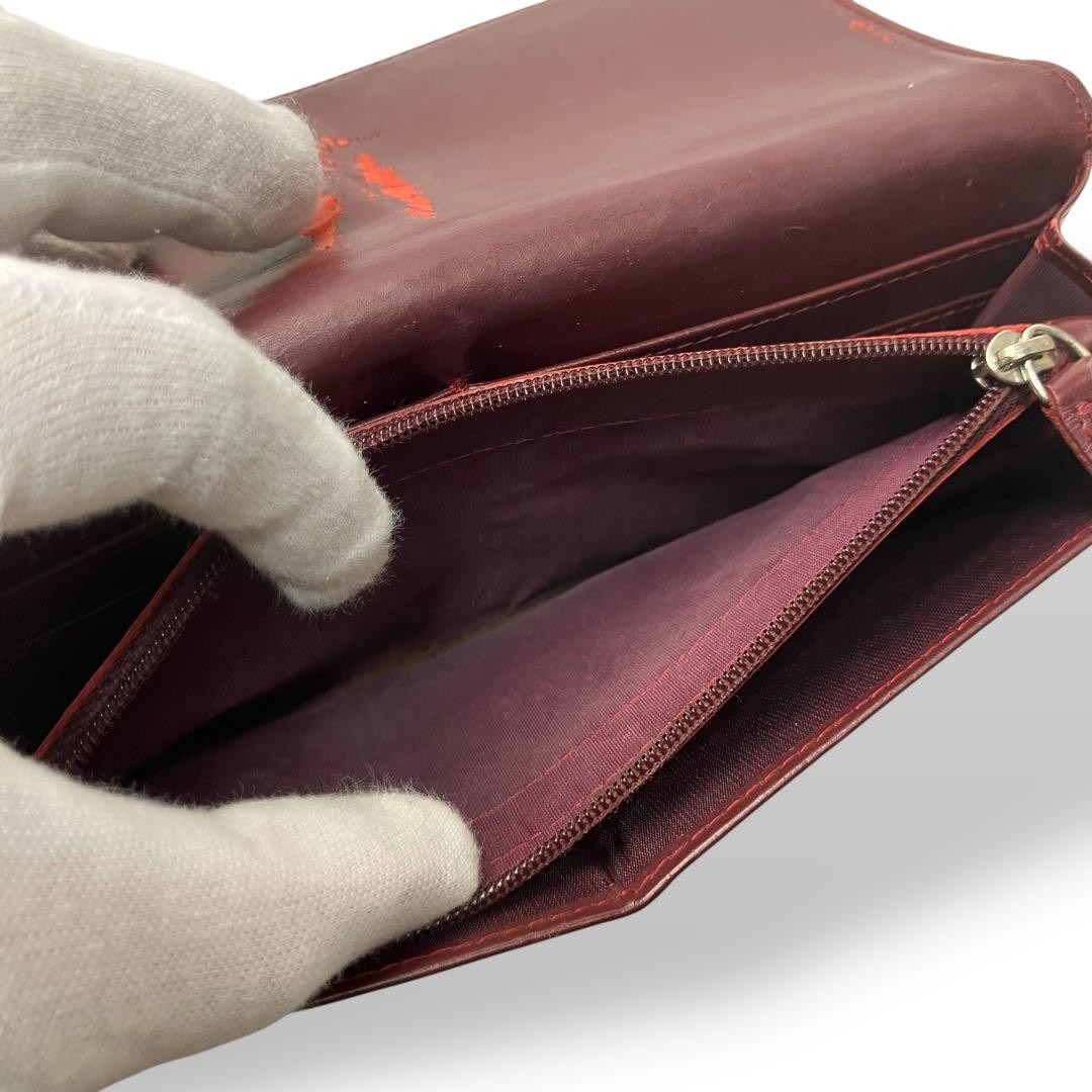 Christian Dior Flap Wallet Long Purse Trotter Canvas Leather Beige Red Authentic