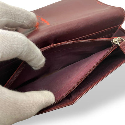 Christian Dior Flap Wallet Long Purse Trotter Canvas Leather Beige Red Authentic