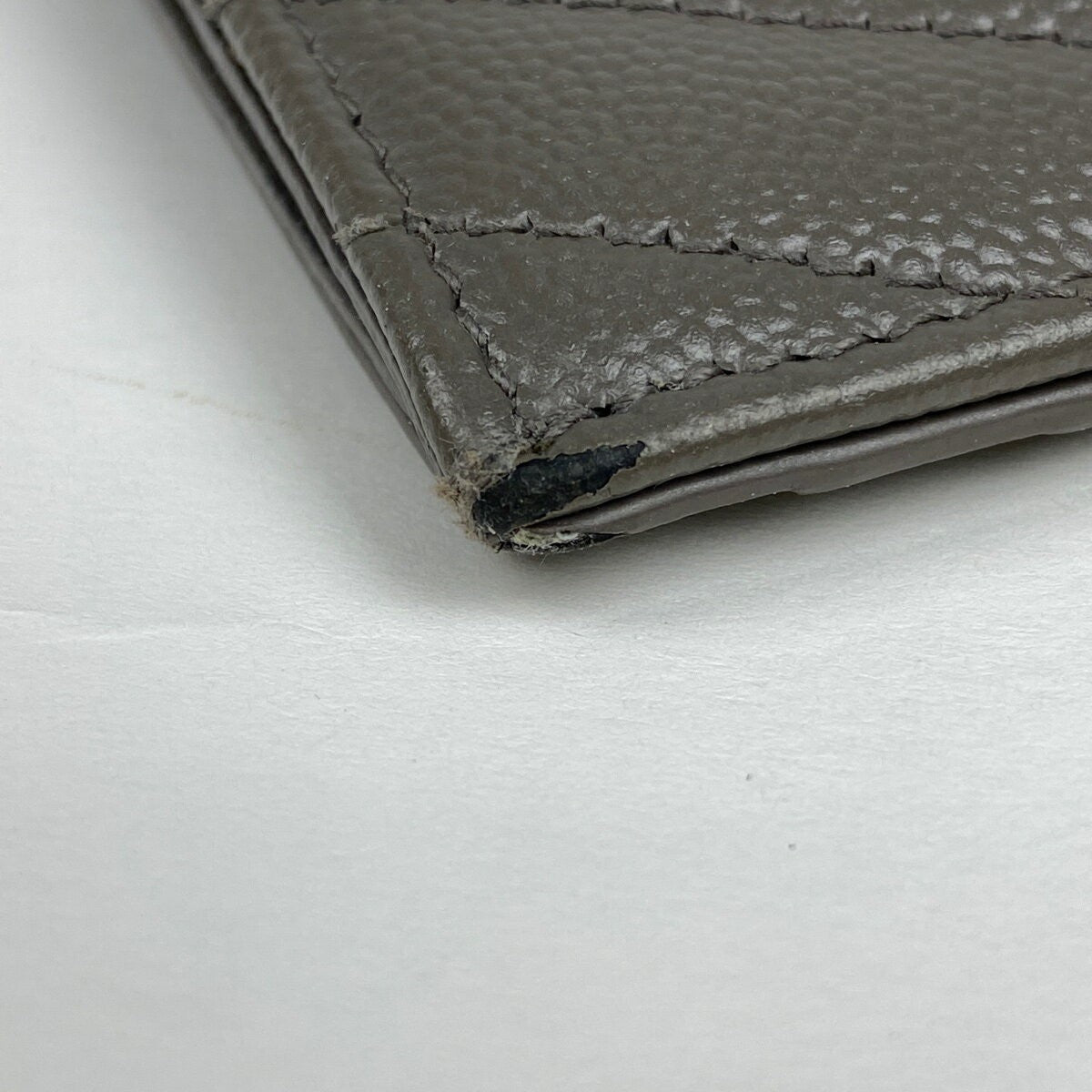 Saint Laurent Coin Case Wallet Purse Compact YSL Cassandra Leather Gray