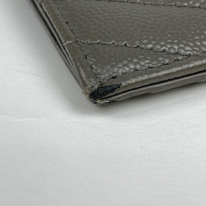 Saint Laurent Coin Case Wallet Purse Compact YSL Cassandra Leather Gray