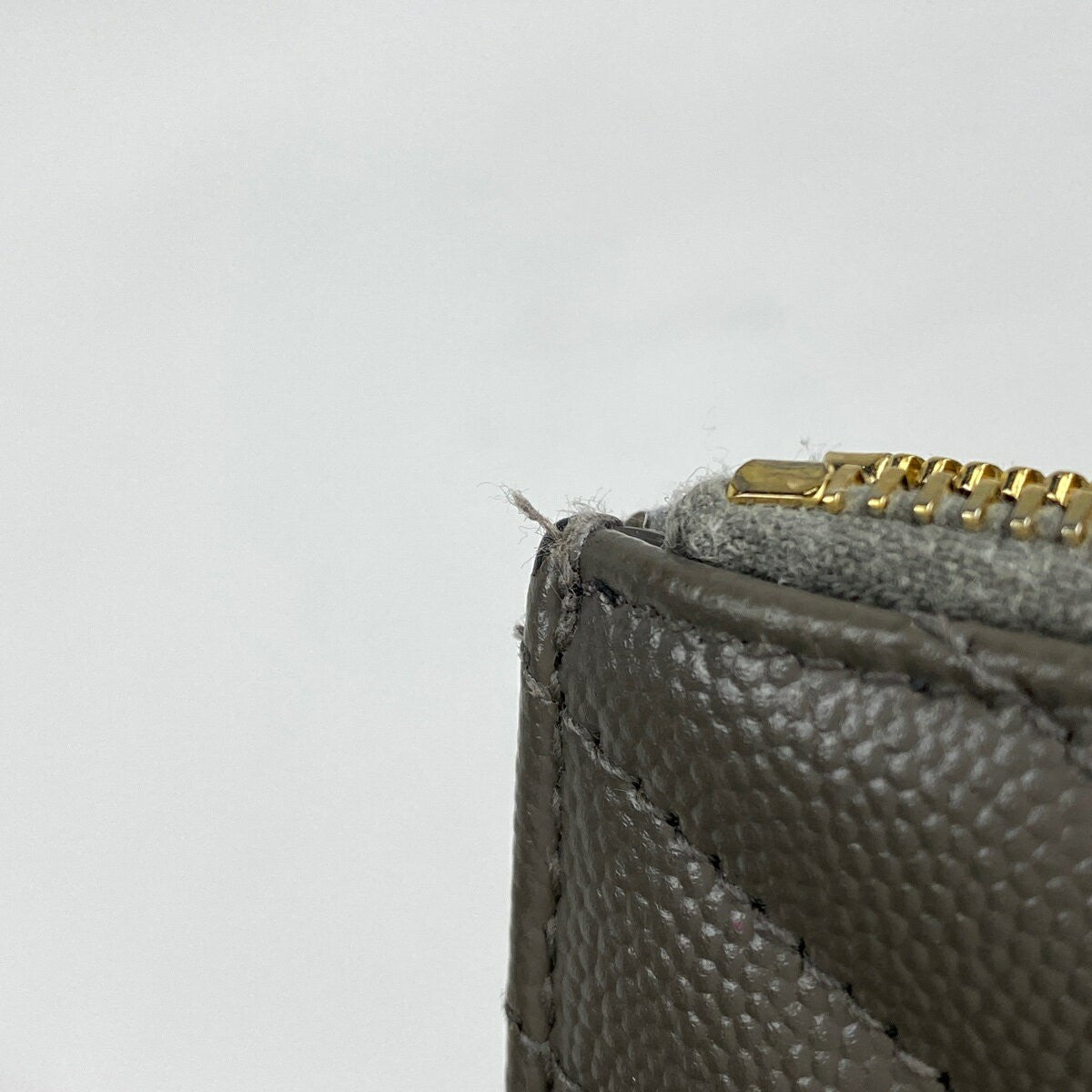 Saint Laurent Coin Case Wallet Purse Compact YSL Cassandra Leather Gray