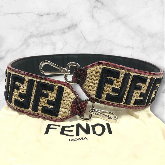 FENDI Shoulder Strap Belt FF Zucca Multicolor Authentic