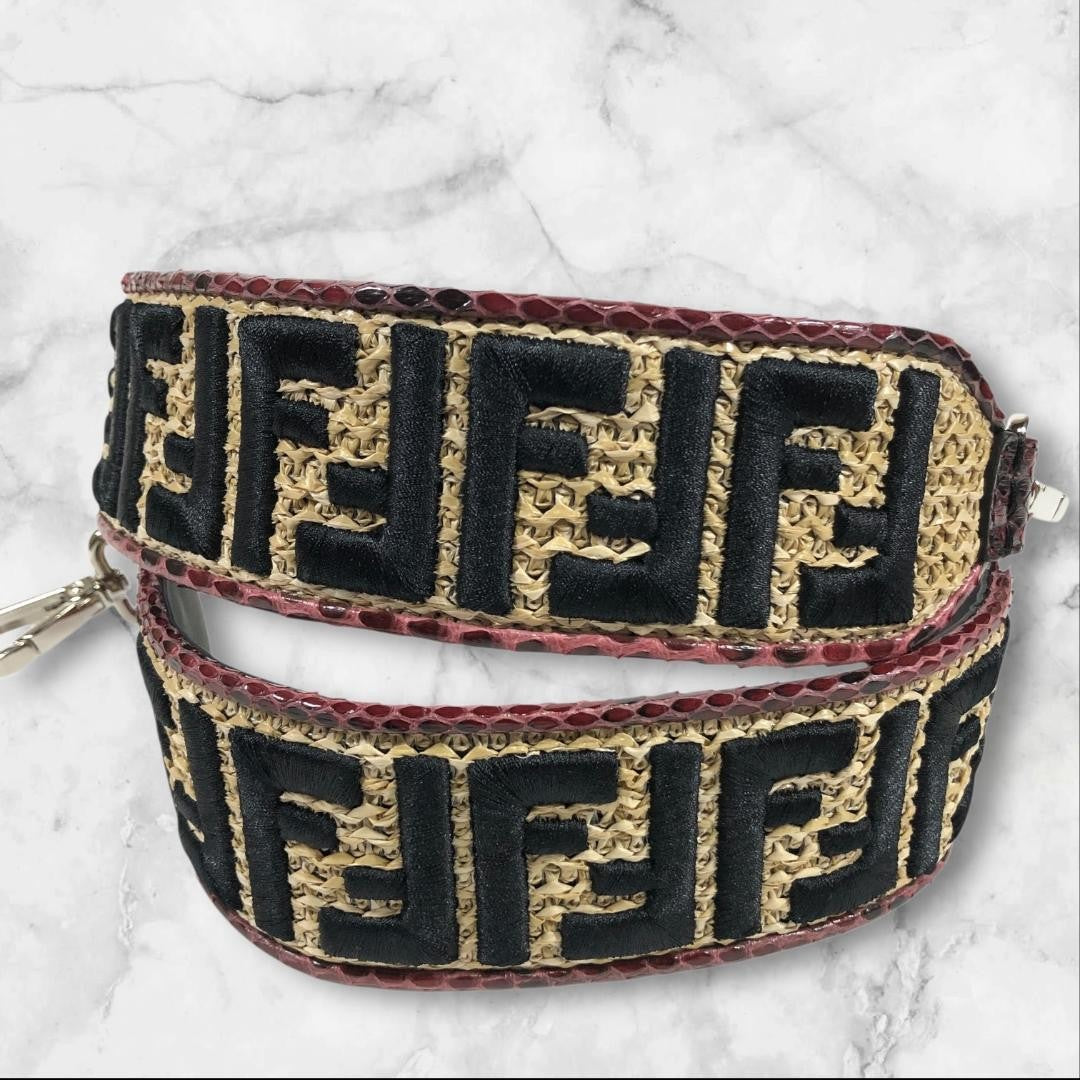 FENDI Shoulder Strap Belt FF Zucca Multicolor Authentic