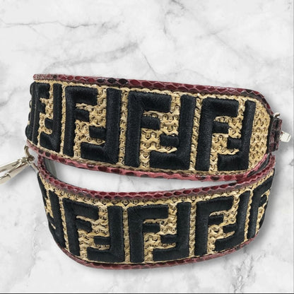 FENDI Shoulder Strap Belt FF Zucca Multicolor Authentic