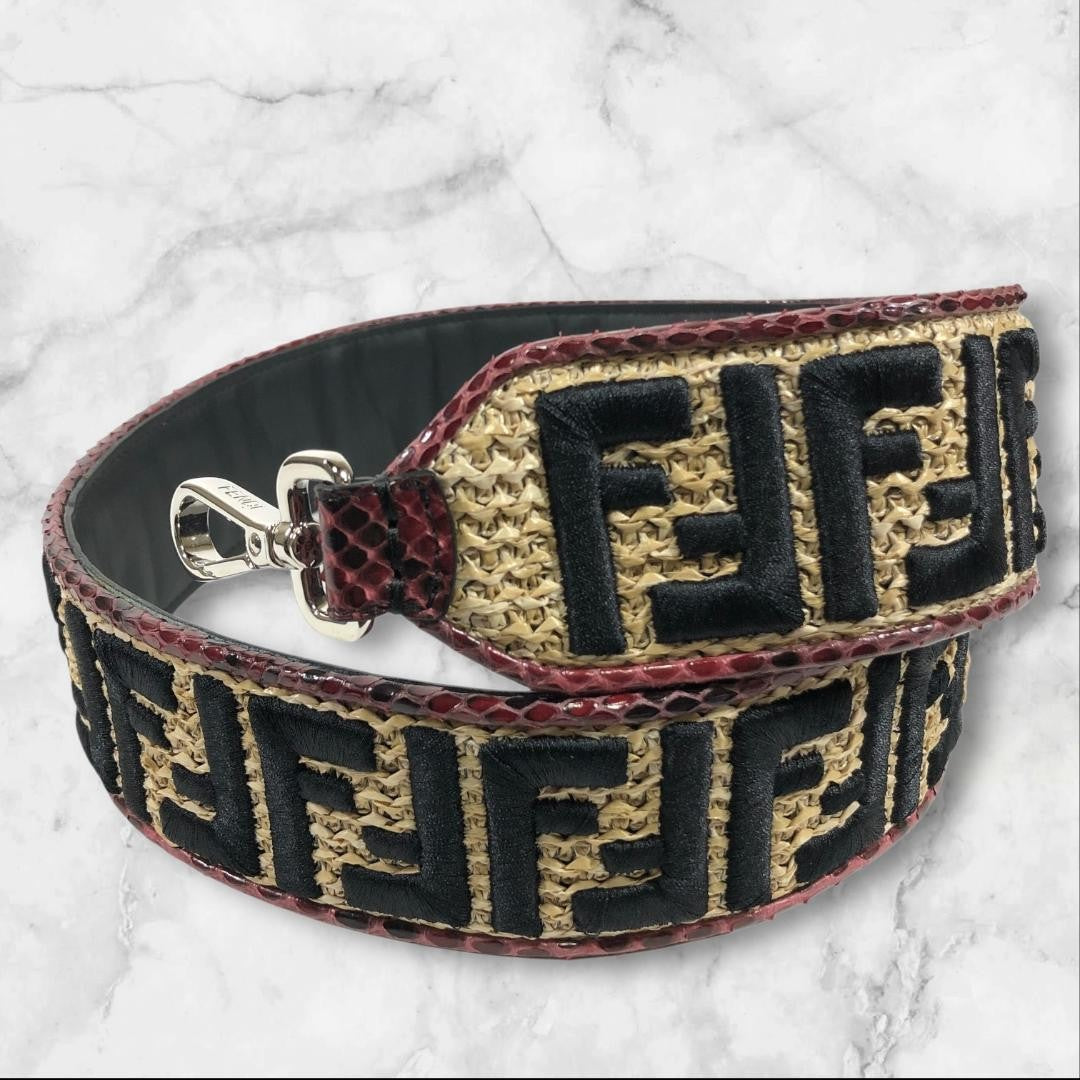 FENDI Shoulder Strap Belt FF Zucca Multicolor Authentic