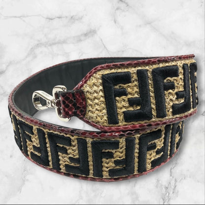 FENDI Shoulder Strap Belt FF Zucca Multicolor Authentic