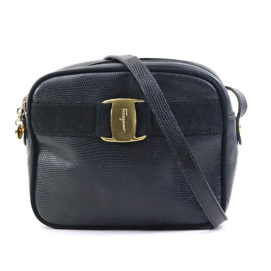 Salvatore Ferragamo VARA RIBBON Purse Shoulder bag Black crossbody Authentic