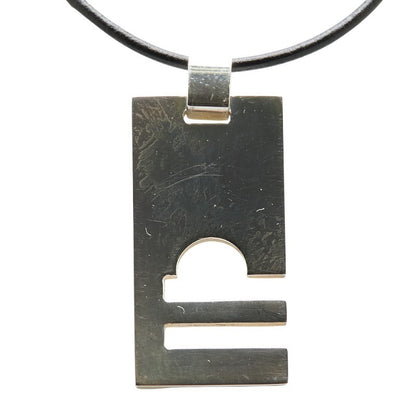 GUCCI Necklace Pendant LIBRA Black Leather Silver 925 Women Accessory Authentic