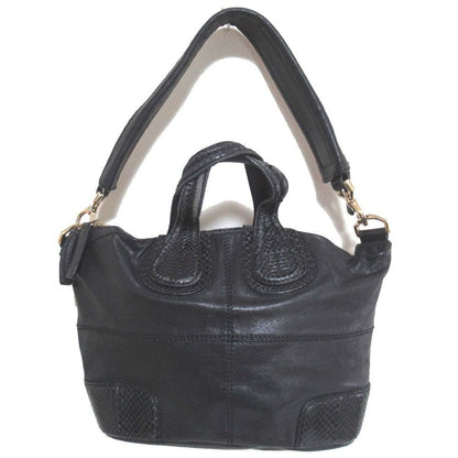 GIVENCHY Nightingale Bag Shoulder Hand Tote Purse Black Leather Vintage Auth