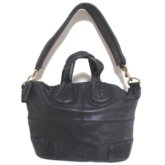 GIVENCHY Nightingale Bag Shoulder Hand Tote Purse Black Leather Vintage Auth