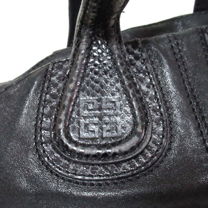 GIVENCHY Nightingale Bag Shoulder Hand Tote Purse Black Leather Vintage Auth