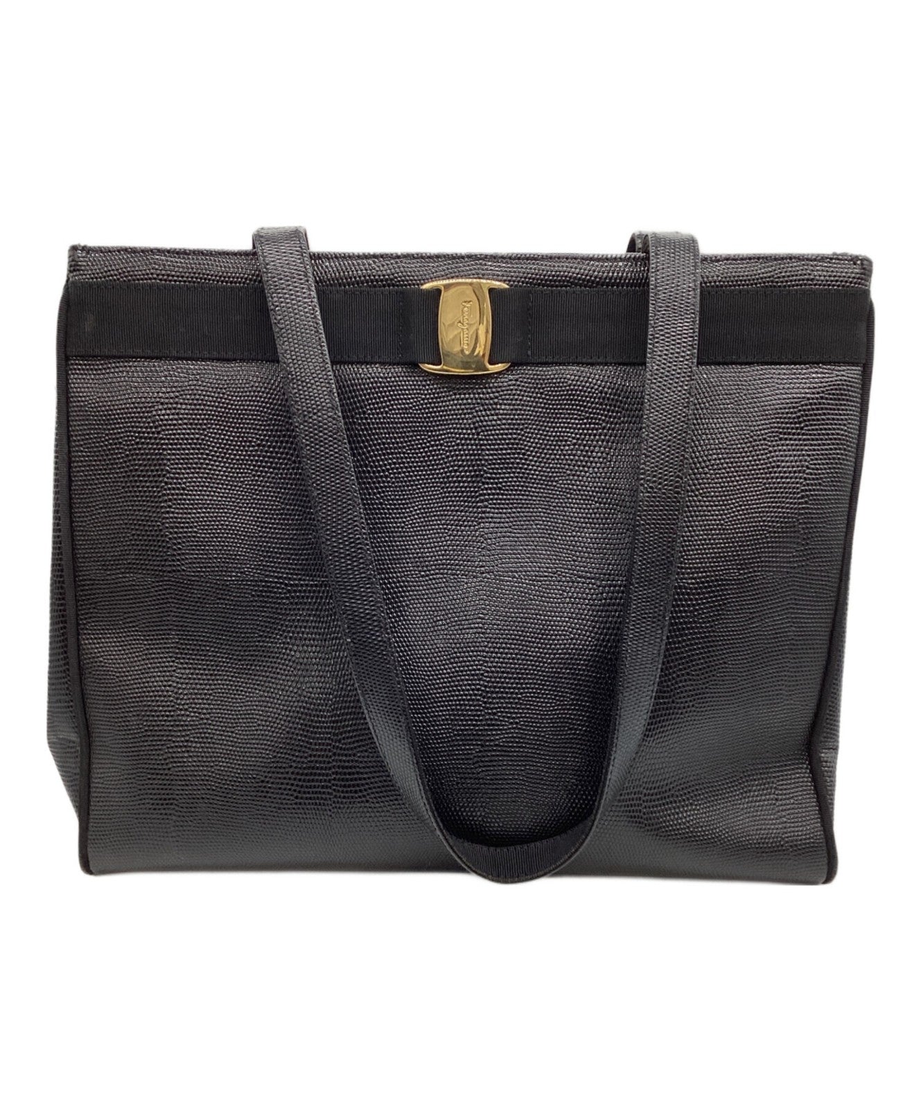Salvatore Ferragamo handbag Tote Purse Black Authentic Women's Used