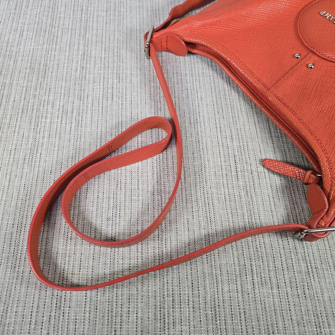 Longchamp shoulder bag Purse Orange Leather Authentic crossbody Women's Used