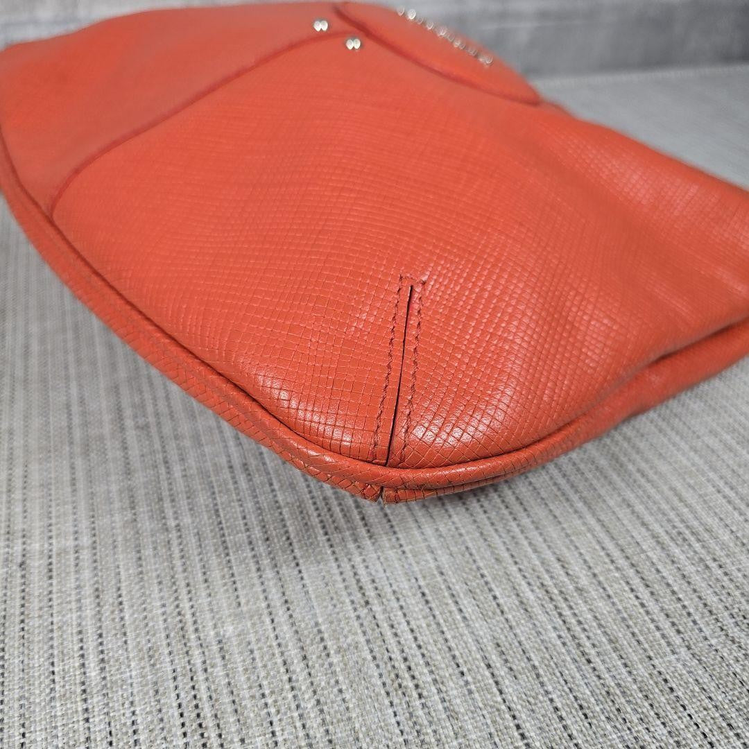 Longchamp shoulder bag Purse Orange Leather Authentic crossbody Women's Used