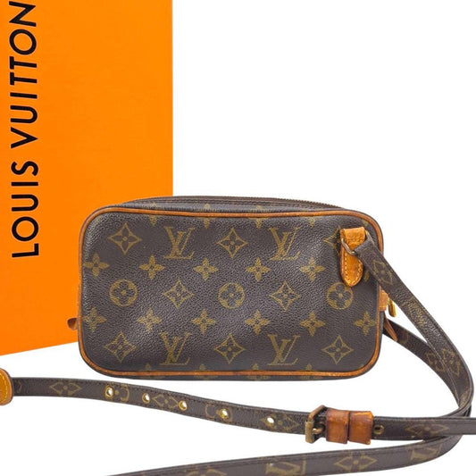 Louis Vuitton Shoulder Bag Purse Monogram M51828 PVC Leather Brown Beige