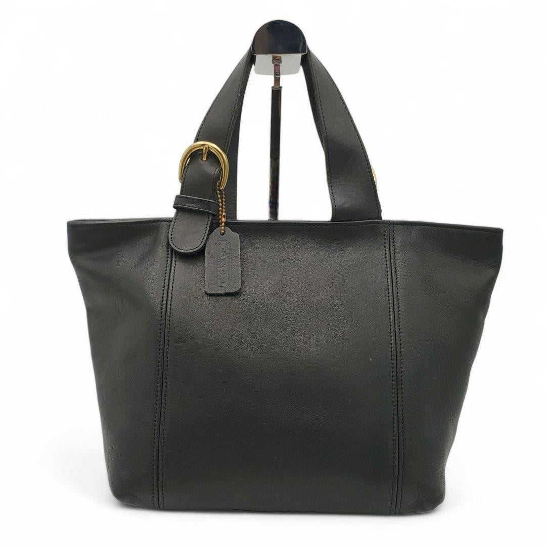 COACH Hand Bag Tote Purse Old 4133 Leather Black Authentic