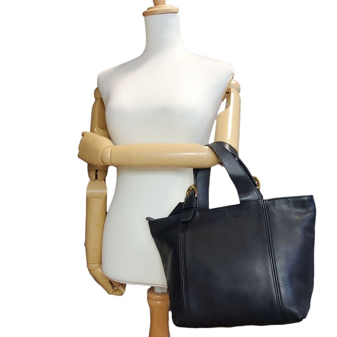 COACH Hand Bag Tote Purse Old 4133 Leather Black Authentic