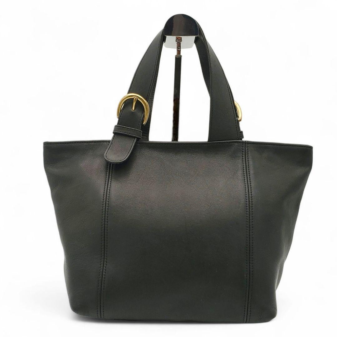 COACH Hand Bag Tote Purse Old 4133 Leather Black Authentic