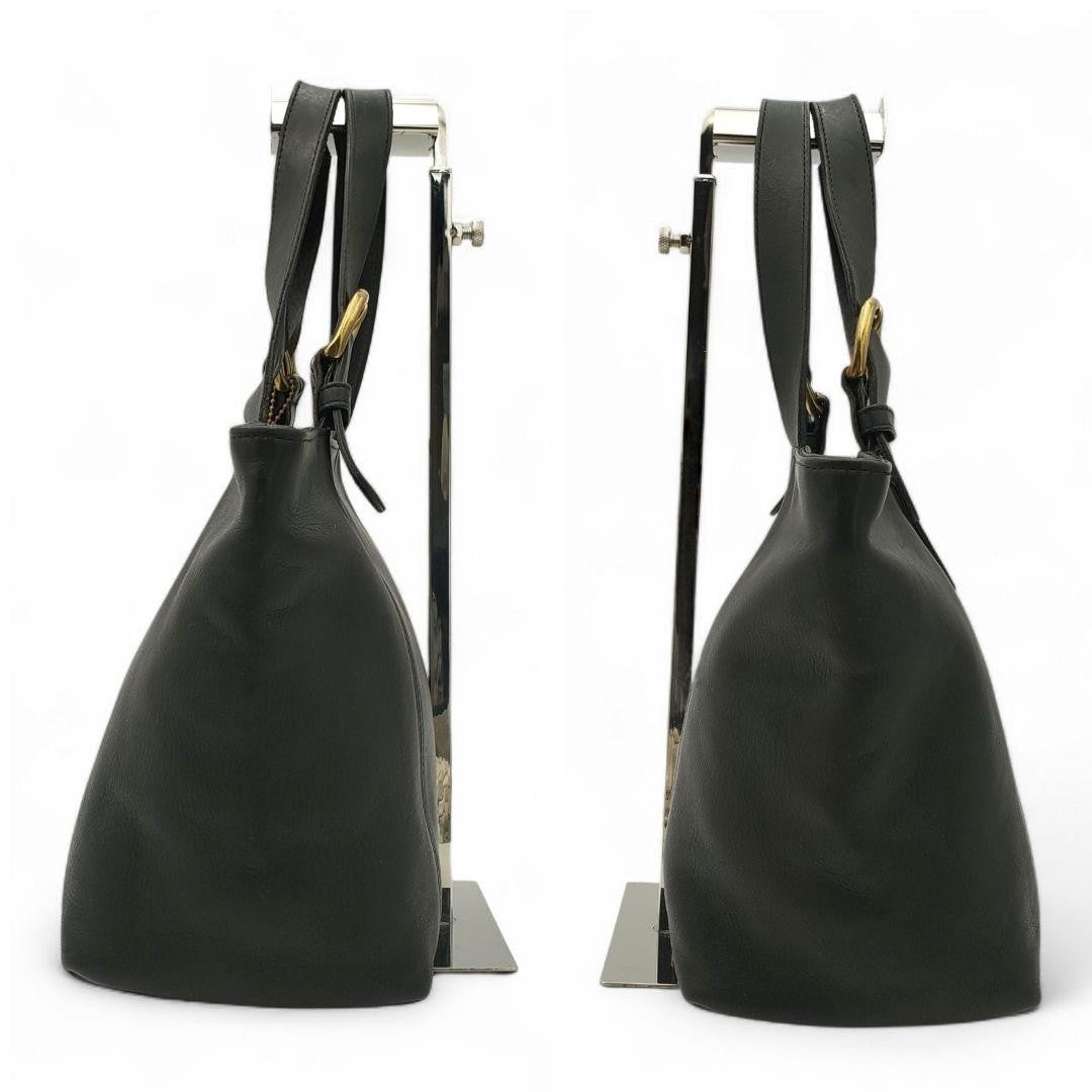 COACH Hand Bag Tote Purse Old 4133 Leather Black Authentic