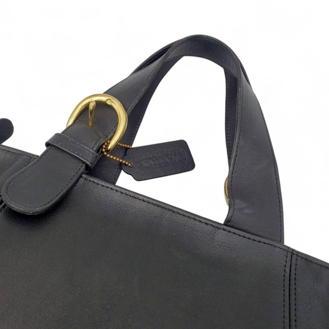 COACH Hand Bag Tote Purse Old 4133 Leather Black Authentic