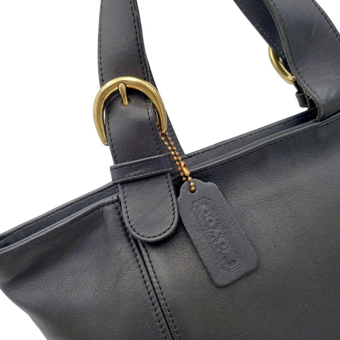 COACH Hand Bag Tote Purse Old 4133 Leather Black Authentic